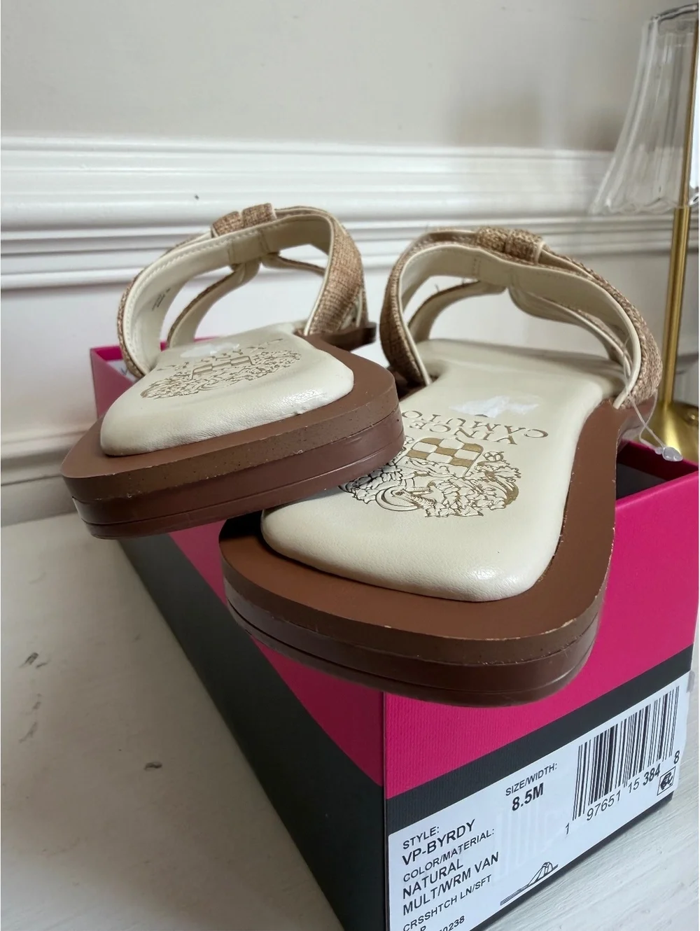 Vince Camuto NIB Women's Natural Multi Textured Slide Sandals Size 8.5M